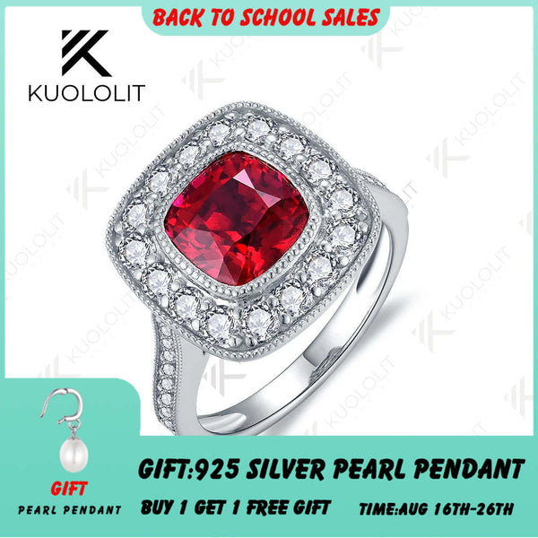 Kuololit 2,5 Karat Labor-Rubin-Edelsteinring für Damen, massiver 18K 14K 10K 585 Gelbgold-Moissanit-Ring, ideal als Verlobungs- oder Weihnachtsgeschenk. 