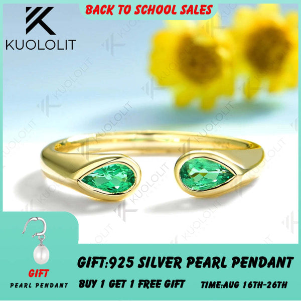 Kuololit 0.7CTW Lab Grown Emerald Band Rings for Women Men Solid 14K 10K 585 Yellow Gold Wedding Band for Christmas Anniversary