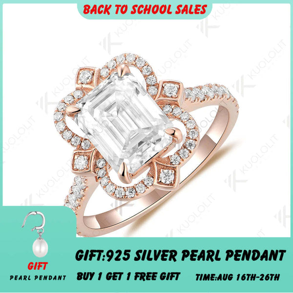 Kuololit 3-Karat-Moissanit-Verlobungsring für Damen, massives 18K, 14K, 10K, 585 Gelbgold, Smaragdring – ideales Geschenk zum Jahrestag oder zu Weihnachten 