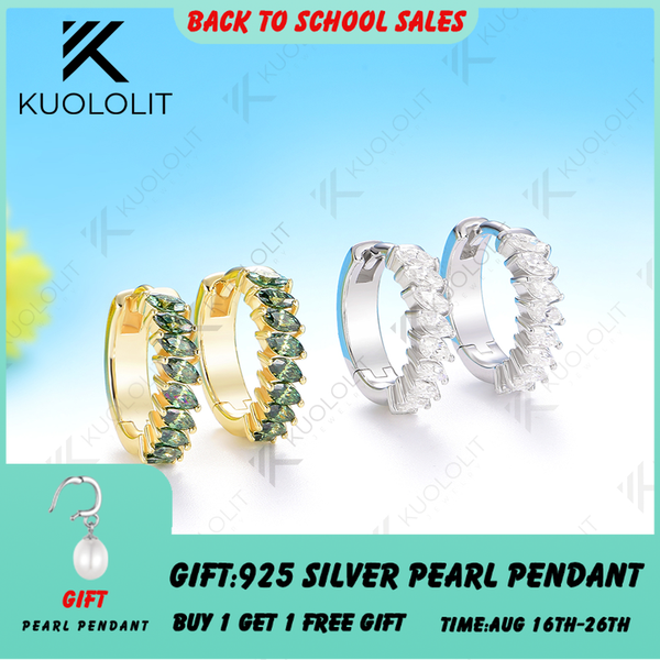 Kuololit 0.9CTW Cyan Moissanite Custom Hoop Earrings for Women Solid 14K 10K 585 Yellow Gold Hoop Earrings for Christmas Gifts