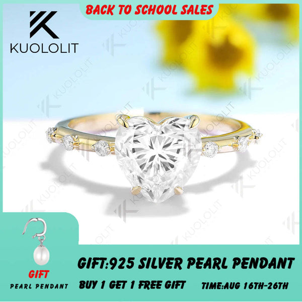 Kuololit 3-Karat-Moissanit-Verlobungsring für Damen, massiver 18K-, 14K-, 10K- oder 585-Gelbgold-Herzring – ideales Geschenk zum Jahrestag oder zu Weihnachten 