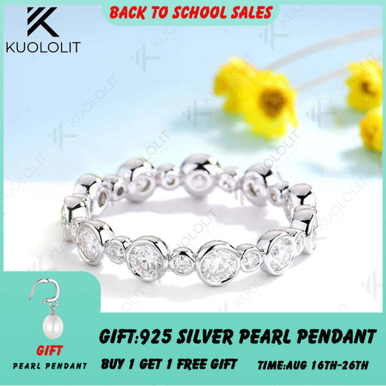 Kuololit 1,3 Karat weißer Moissanit-Ring für Damen, massives 18K, 14K, 10K, 585 Weißgold, Eternity-Ring, perfekt als Weihnachtsgeschenk oder Partygeschenk. 