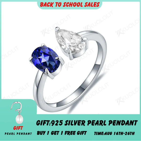 Kuololit 2CTW Birnenförmiger Moissanit-Labor-Saphir-Ring für Damen, massives 18K/14K Gelbgold, Edelsteinring, Verlobungsring, Weihnachtsring