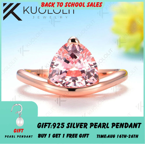 Kuololit 3CT Labor-Saphir-Ring im Trillyon-Schliff für Damen, massiver 14K/10K/585 Roségold-Verlobungsring – ideales Weihnachtsgeschenk 