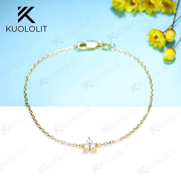 Kuololit Moissanit-Armbänder für Damen und Herren, 585 18K 10K, verstellbare Ketten, Charm-Armbänder, ideal als Geschenk zur Verlobung, Feier oder zu Weihnachten 
