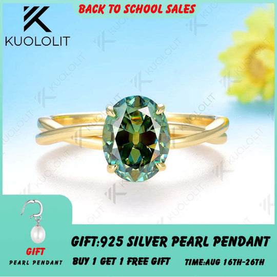 Kuololit 2CT OMC Cyan Moissanite Ring for Women Solid 14K 10K 585 Yellow Gold Cushion Engagement Ring for Christmas Gifts Party
