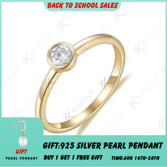 Kuololit 0,3 ct Labor-Diamantring für Damen, PT950 Massivgold, 10K/14K Gelbgold, Lünettenfassung, Diamantring – ideal als Verlobungs- oder Weihnachtsgeschenk 