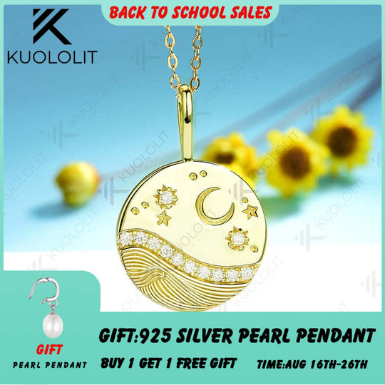 Kuololit 0.26CTW Moissanite Necklace for Women Solid10K14K Yellow Gold Necklace for Christmas Gifts Party Engagement Anniversary