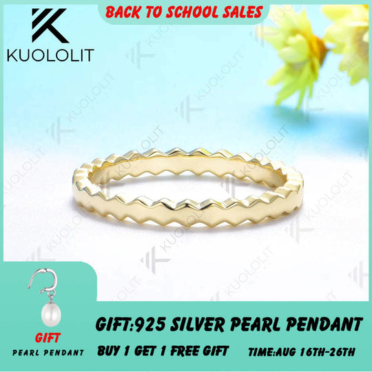 Kuololit Hexagon Band for Women Solid 18K 14K 10K Gold Ring for Anniversary Engagement Gifts Party Christmas