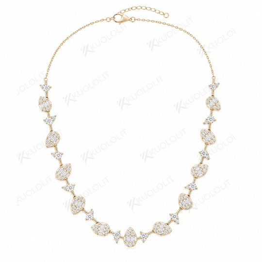 Kuololit 15CTW Geometric Moissanite Statement Necklace