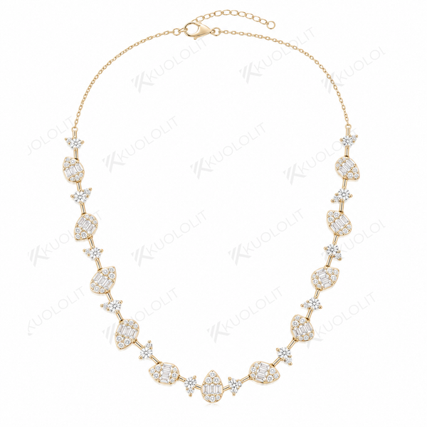 Kuololit 15CTW Geometric Moissanite Statement Necklace