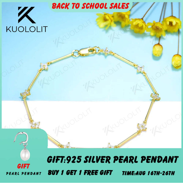 Kuololit Moissanit-Armbänder für Damen und Herren, vierblättriges Kleeblatt, 585er Gold, 18K, 10K, ideal als Verlobungs-, Hochzeits-, Party- oder Weihnachtsgeschenk. Neu 