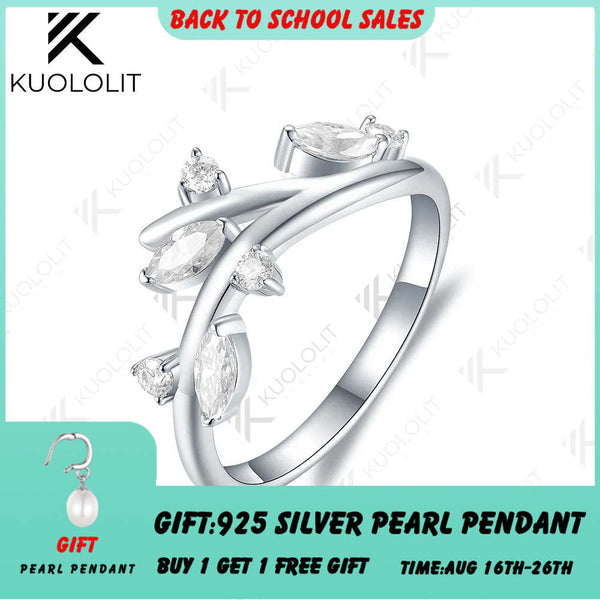 Kuololit 0.45ctw Lab Grown Diamond Ring 18K 14K 585 White Gold for Women Branches Marquise Matching Band Engagement Christmas