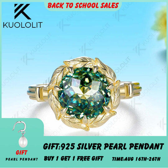 Kuololit 3CT Cyan Moissanite Custom Ring for Women Solid 14K 10K 585 Yellow Gold Jubilee Cut Engagement Ring for Christmas Gifts