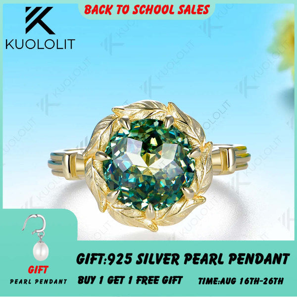 Kuololit 3CT Cyan Moissanite Custom Ring for Women Solid 14K 10K 585 Yellow Gold Jubilee Cut Engagement Ring for Christmas Gifts
