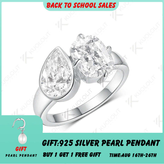 Kuololit 4.5CTW OMC Crushied Ice Pear Cut Moissanite for Women Soild 10K 14K 585 White Gold Engagement Ring for Christmas Gift