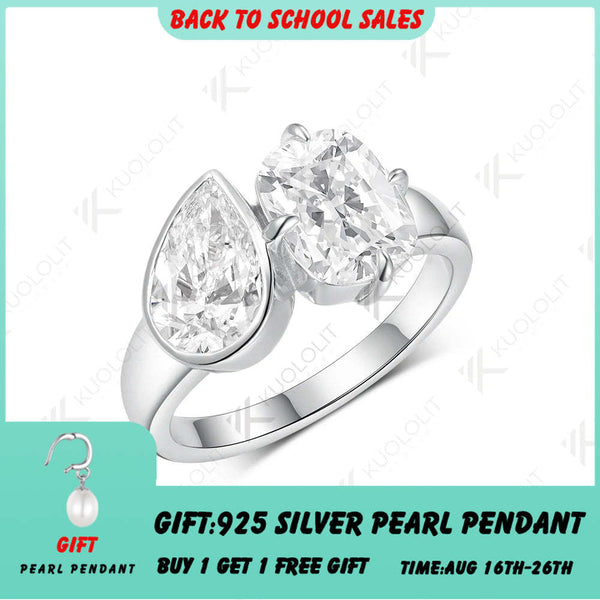 Kuololit 4,5 Karat OMC Moissanit im Birnenschliff mit Crushie-Ice-Fassung für Damen, massiver Verlobungsring aus 10K/14K 585 Weißgold, ideales Weihnachtsgeschenk 