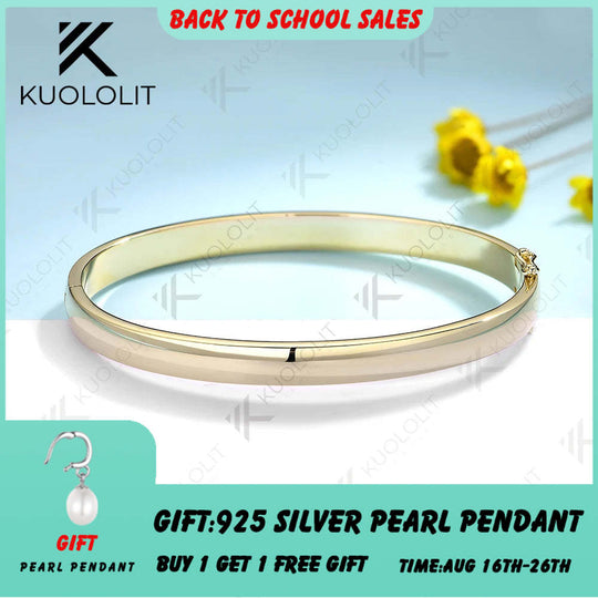 Kuololit Armreif aus reinem Gold für Damen, massives 10-karätiges Gelbgold, ovales Armband – das perfekte Geschenk für Hochzeit, Verlobung oder Jahrestag. 
