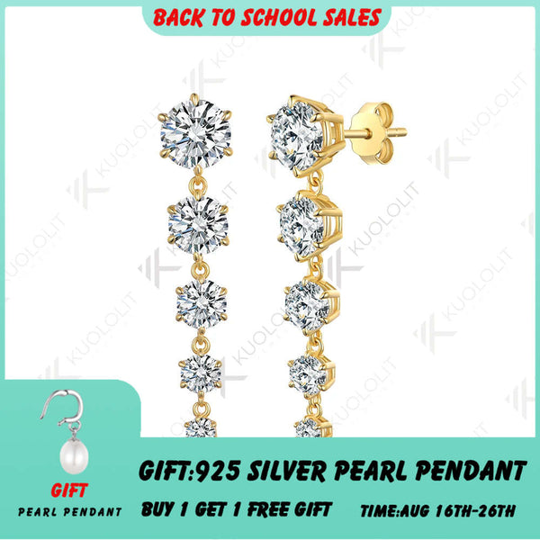 Kuololit 5.8CTW Moissanite Stub Earrings for Women  18K 14K 10K Two Tone Gold Long Earrings for Anniversary Engagement Gifts