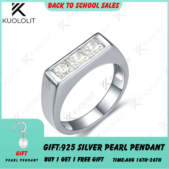 Kuololit 1.2CTW Lab Grown Diamonds Princess Cut Ring for Women Solid 14K 10K 585 White Gold Wedding Band for Christmas Gifts