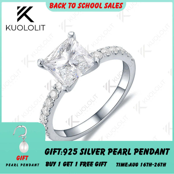 Bague de fiançailles princesse Kuololit IGI 2CT en diamant de laboratoire, ornée d'un diamant 585 DVS1, pour femme. Idéale comme cadeau de Noël. 