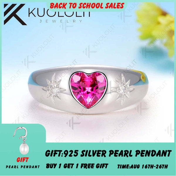 Kuololit 0.8CT Lab Grown Ruby Diamonds Heart Ring for Women Solid 18K 14K10K 585 White Gold for Anniversary Christmas Gifts New