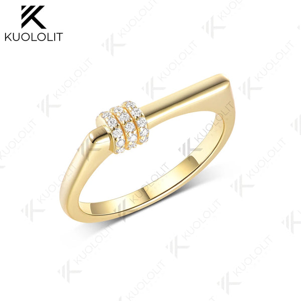Kuololit 0.11CTW Lab Grown Diamonds Band Rings for Women Solid 14K 10K 585 Yellow Gold Wedding Ring for Christmas Gifts Party
