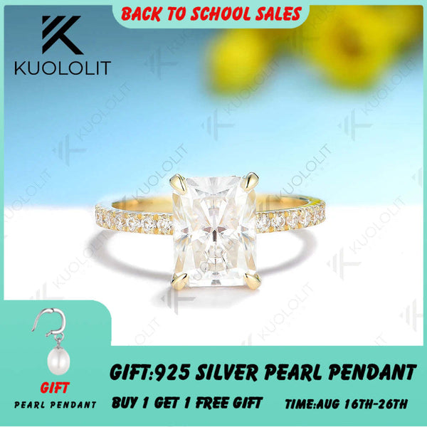 Kuololit 2,5 ct Radiant-Schliff-Ringe für Damen, massiv, PT950, 14K, 10K, 925 Silber, Gelbgold – ideal als Geschenk zum Jahrestag, zur Verlobung oder zu Weihnachten. 