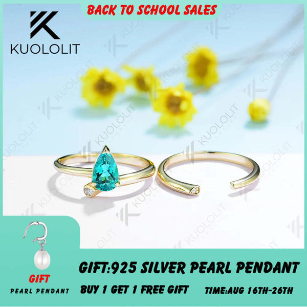 Kuololit 1,0 Karat Labor-Smaragd- und Moissanit-Edelsteinring für Damen, massives 18K/14K/10K Gelbgold, ideales Geschenk zu Weihnachten oder zum Jahrestag 