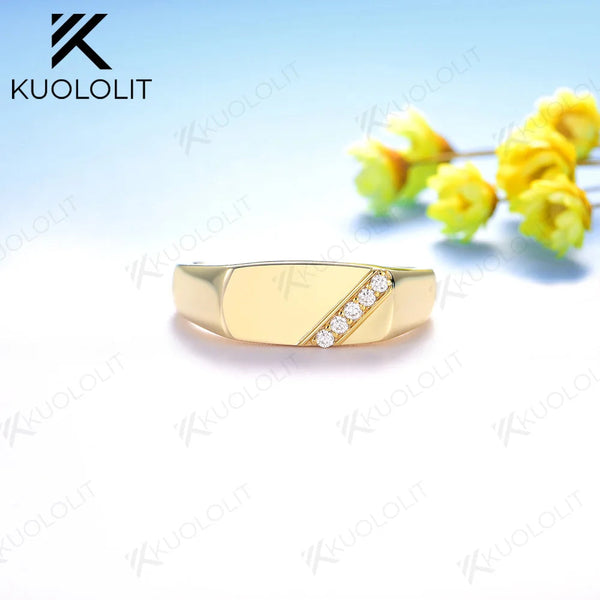 Kuololit-Ring mit im Labor gezüchteten Diamanten, gebürstet, für Damen und Herren, massives 10K/14K Gelbgold, DVS 1, für Hochzeit, Weihnachten, Verlobung, klassisch 