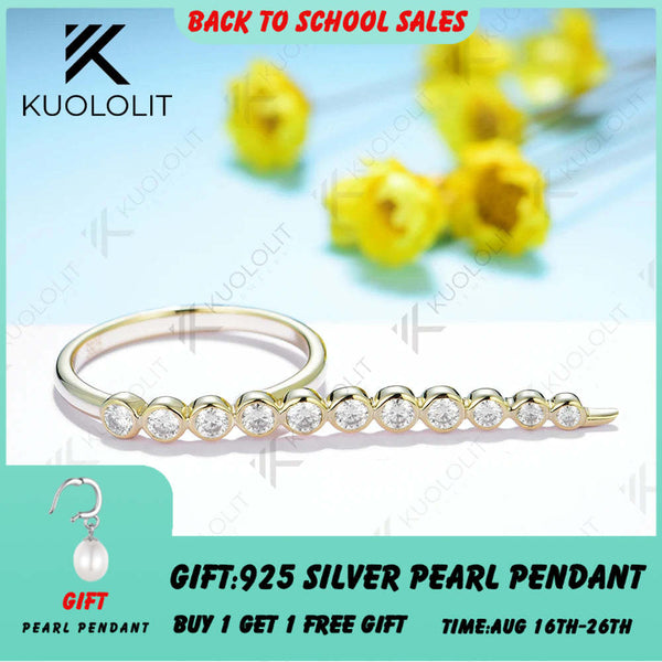 Kuololit 0,6 Karat Moissanit-Ringe für Damen und Herren, massives 14K/10K/585 Silber/Gelbgold, einzigartiger Bandring für Jahrestag/Weihnachten 