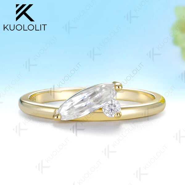 Kuololit Oval Cut Moissanite Cushion Moissanite Rings for Women Solid 14K 10K Yellow Gold for Engagement Wedding Christmas Gifts