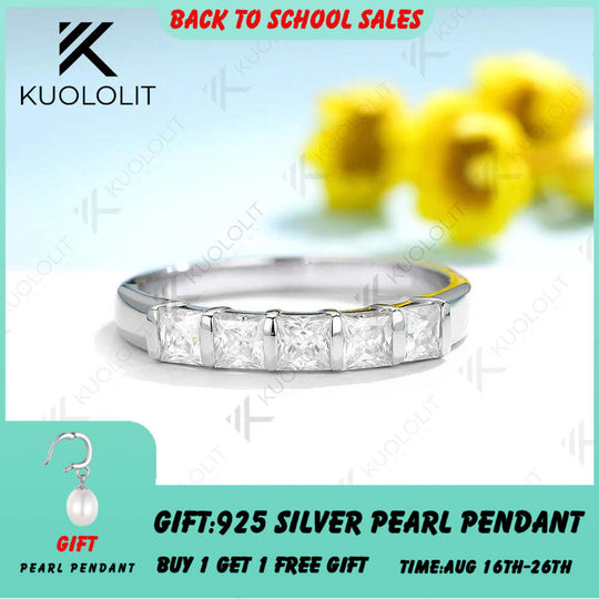 Kuololit Moissanit-Ring mit 1,5 Karat im Prinzessschliff für Damen, massives 18K/1410k 585 Roségold, ideal als Verlobungs- oder Weihnachtsgeschenk. 