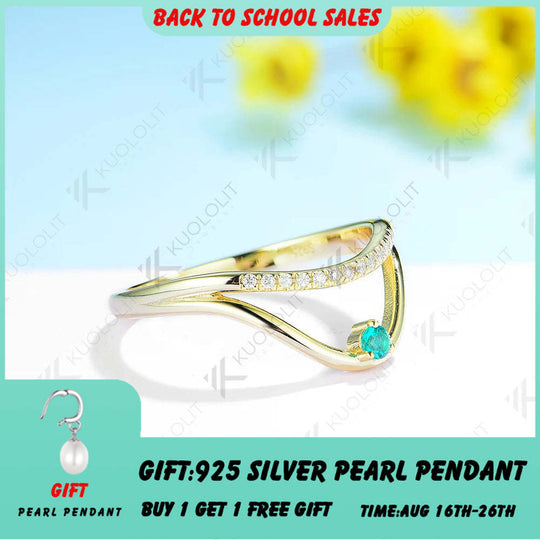 Kuololit Lab Grown Emerald Band Rings for Men Women Solid 10K 14K 18K 585 Gold Wedding Band for Engagement Party Christmas Gift