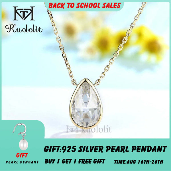Kuololit Rose Cut Moissanite Necklace For Women Solid18K 14K 10K Gold Pendant for Engagement Fine Jewelry Christmas With Chains