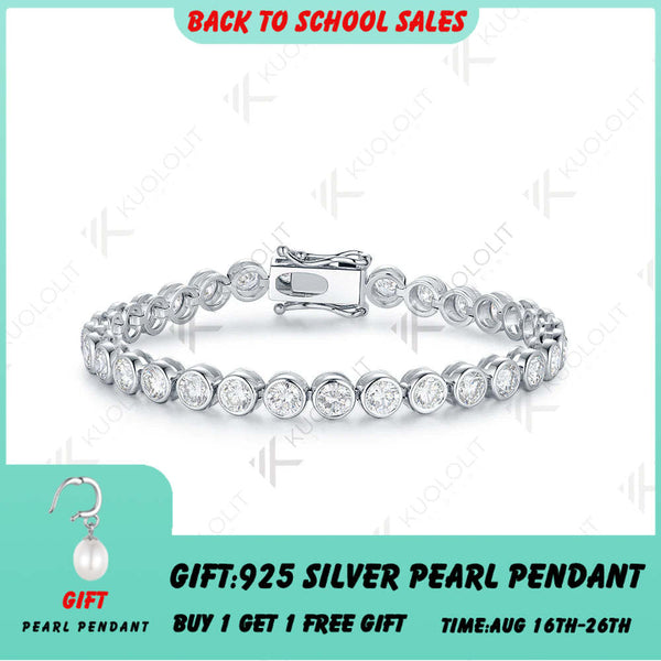 Kuololit 10.5CTW Lab Grown Diamond Bezel Set Tennis Bracelet for Women Pure 18K 14K 10K Gold Bracelet for Anniversary Engagement