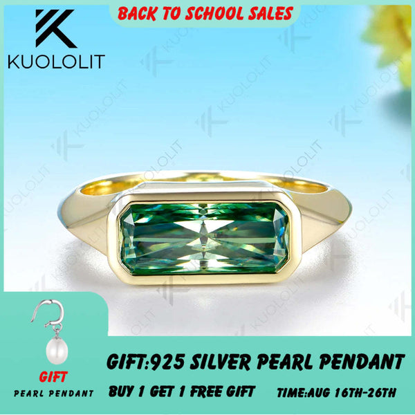 Kuololit 2CT Cyan Moissanite Custom Ring for Women Solid 14K 10K 585 Yellow Gold Radiant Cut for Engagement Christmas Gifts
