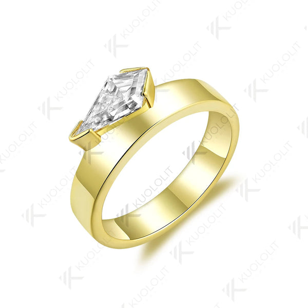 Kuololit 1CT Moissanite Ring for Women Solid 18K 14K 10K 585 White Gold Kite Engagement Ring for Christmas Anniversary Gift