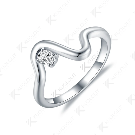 Kuololit 0,2 ct Moissanit-Ring für Damen, massiv, 18K/14K 925 Silber/Weißgold, ovaler Schliff, V-förmiger Ring, ideal für Verlobung, Weihnachten 