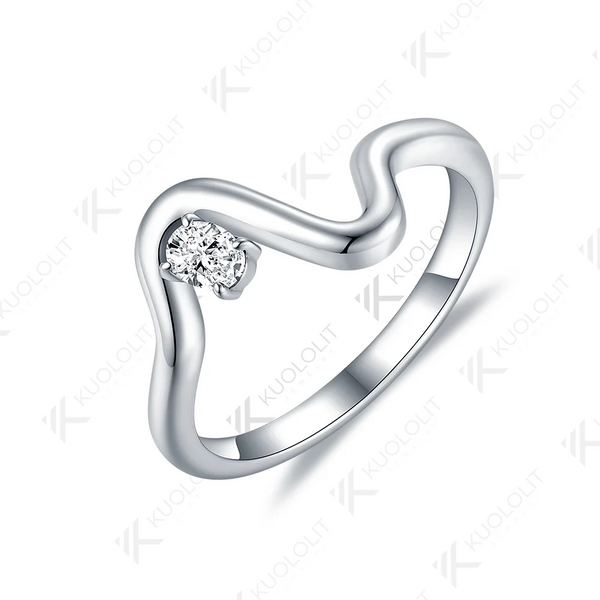 Kuololit 0,2 ct Moissanit-Ring für Damen, massiv, 18K/14K 925 Silber/Weißgold, ovaler Schliff, V-förmiger Ring, ideal für Verlobung, Weihnachten 