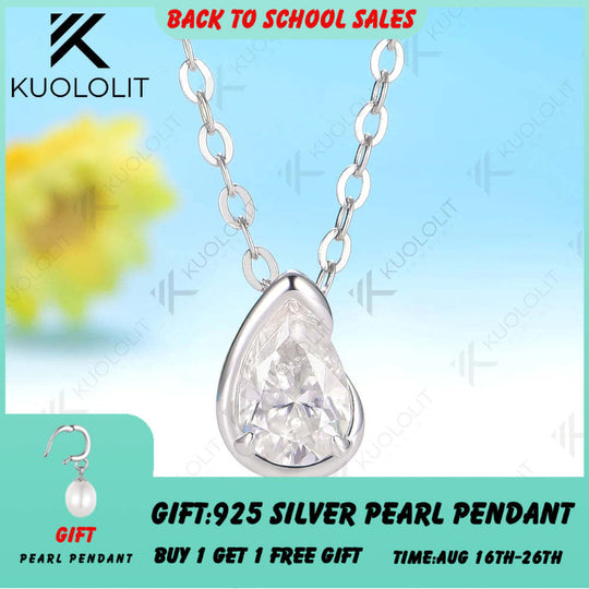 Kuololit 0.5CT Pear Moissanite Necklace for Women Men for Women Solid 14K 10K 585 Yellow Gold Necklace for Christmas Gifts