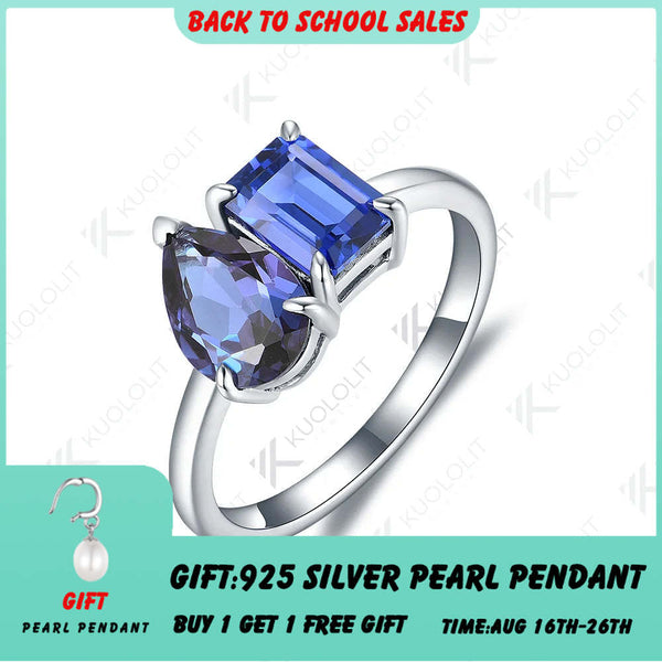 Kuololit Ring mit 2,5 Karat im Labor gezüchtetem Alexandrit und Saphir für Damen, massives 14K/10K/585 Gelbgold, ideal für Verlobung, Hochzeit oder Weihnachten 