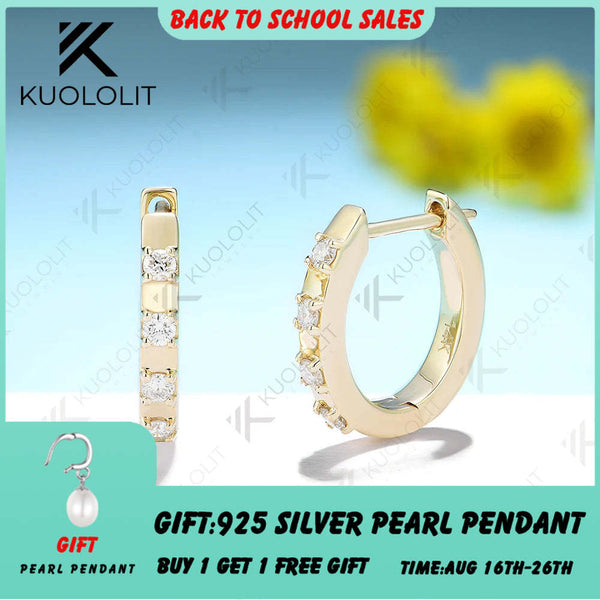 Kuololit Moissanit-Ohrringe (0,25 ct) für Damen, PT950, massives 14K/10K Gold, Silber, Gelbgold, Clip-Creolen, ideal für Partys, Weihnachten und als Klassiker 