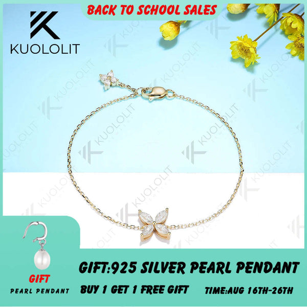 Kuololit Moissanit-Armbänder für Damen, 585 g, 18K/10K Gold, verstellbare Ketten, Schmetterlingsanhänger im Marquise-Schliff, ideal für Verlobung, Weihnachten oder als Klassiker. 