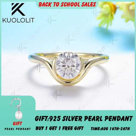 Kuololit 1,2 ct Moissanit-Ring für Damen, massiver 18K-, 14K- oder 10K-Goldring – ideales Geschenk zum Jahrestag, zur Verlobung, zu Weihnachten oder zur Hochzeit 