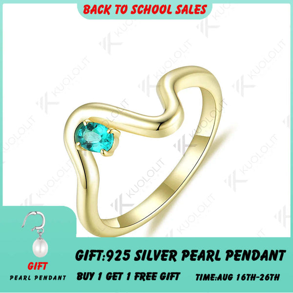 Kuololit 0,2 ct Labor-Smaragdring für Damen, Solitär, 18K/14K Gelbgold, Verlobungsring mit Diamanten, V-förmiges Band, ideal für Weihnachten 