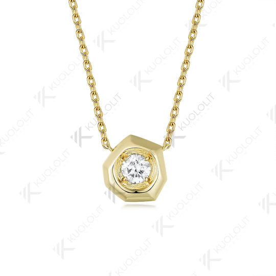 Kuololit Lab Grown Diamond Necklaces for Women Solid 925 14K 10K Gold 925 Silver Pendant Chain for Engagement Wedding Party Christmas