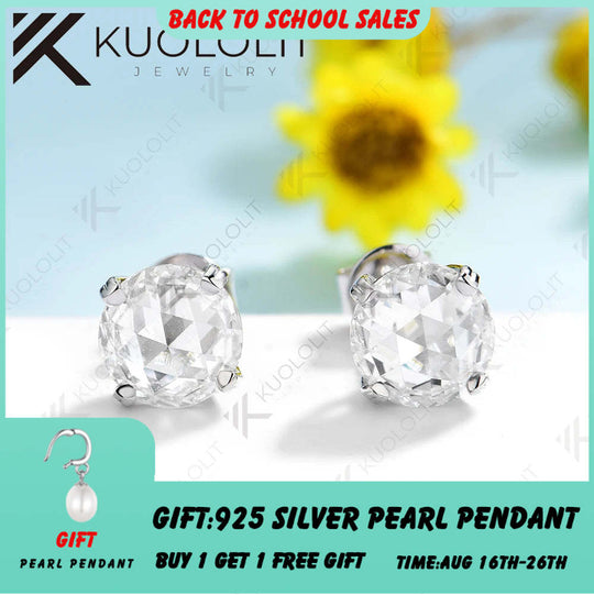 Kuololit 2CTW Rose Cut Moissanite Stud Earrings for Men 585 14k 10k Yellow Gold Stud Earrings for Christmas Gifts Anniversary