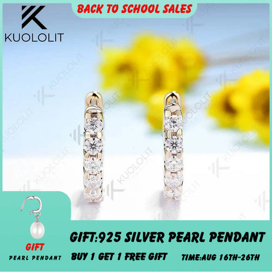Kuololit Moissanite Earrings for Women 18K 14K 10K Solid Gold White Gold 925 Silver Clip Hoop Square for Party Christmas Classic