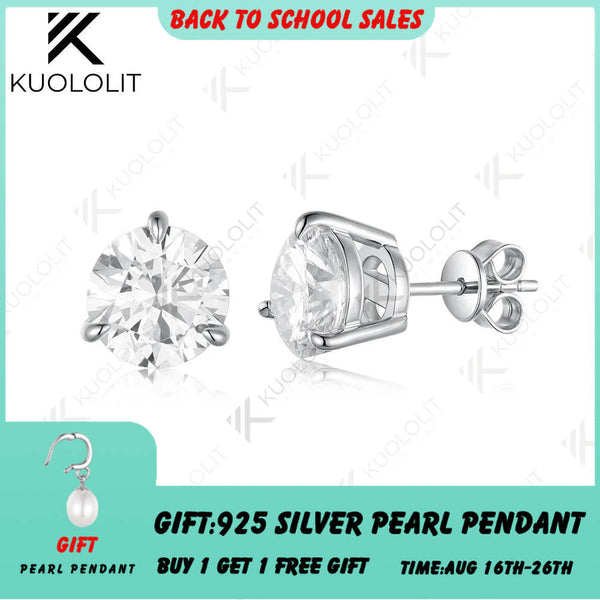 Kuololit 4CTW IGI Lab Grown Diamonds Stud Earirngs for Women Solid 14K 10K Gold D VS1 Diamonds Jewelry for Party Christmas Gifts